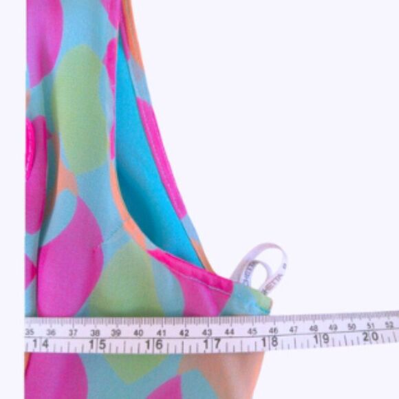 Vintage Chetta B Silk Dress Size 12 Abstract Print Sleeveless Y2K Colorful - Picture 7 of 11